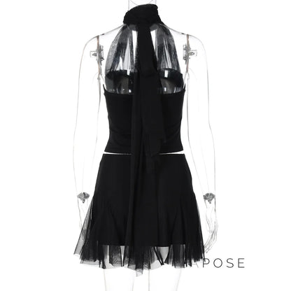 Daleysa Halter Ruched Skirt Set