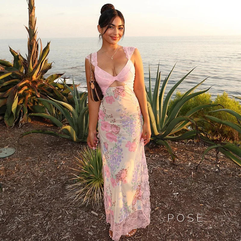 Darling Lace Slit Maxi Dress