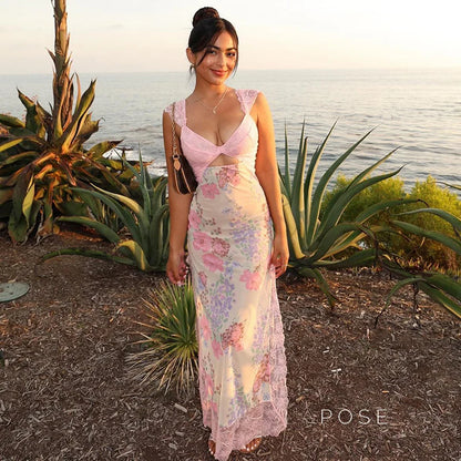 Darling Lace Slit Maxi Dress
