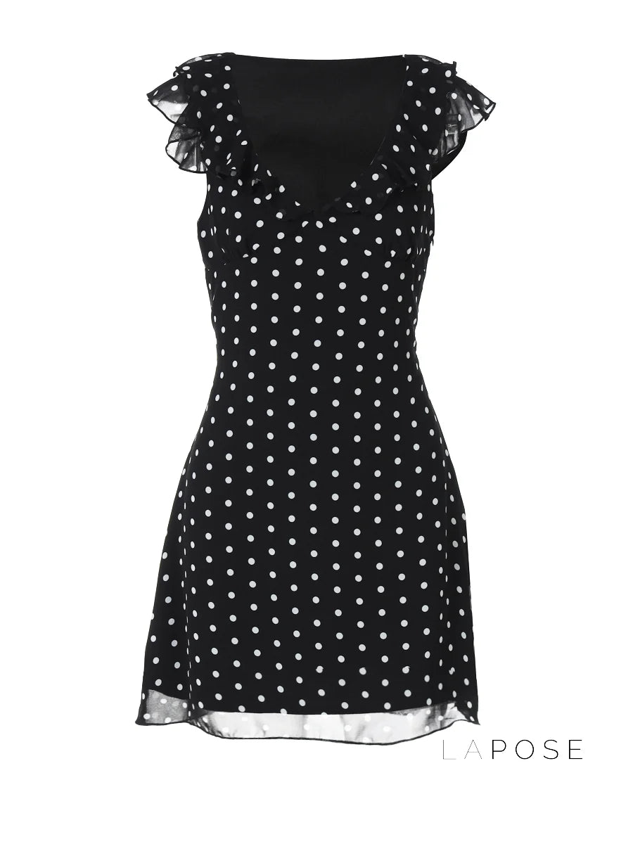 Davina Ruffled Polka Dot Mini Dress