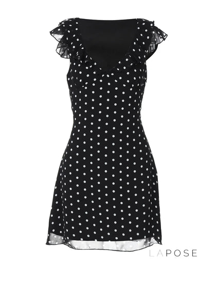 Davina Ruffled Polka Dot Mini Dress
