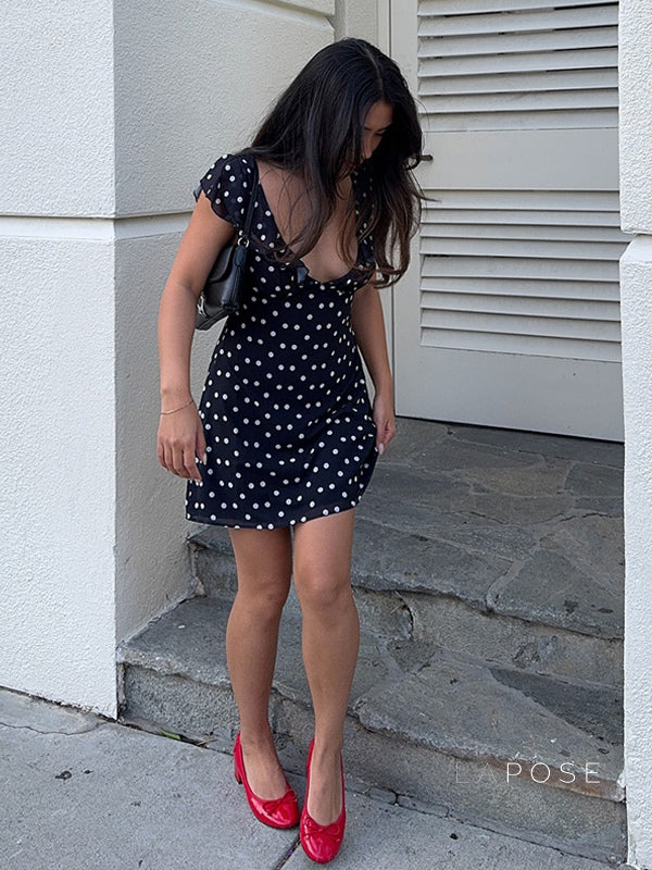 Davina Ruffled Polka Dot Mini Dress