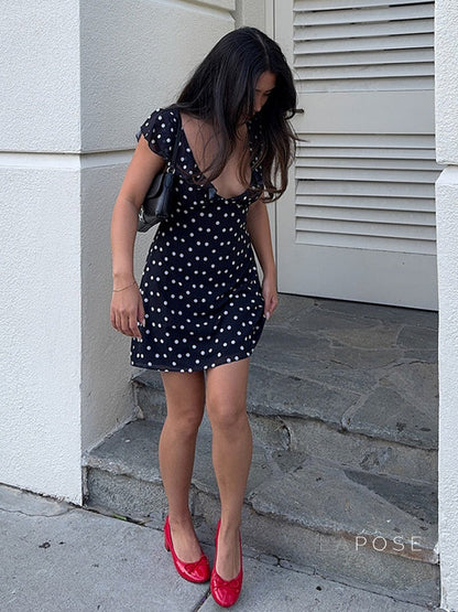 Davina Ruffled Polka Dot Mini Dress