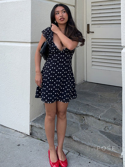 Davina Ruffled Polka Dot Mini Dress