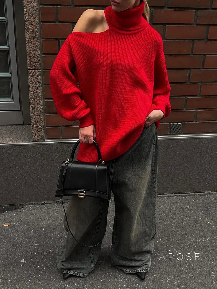 Deliyah Knit Cold Shoulder Sweater