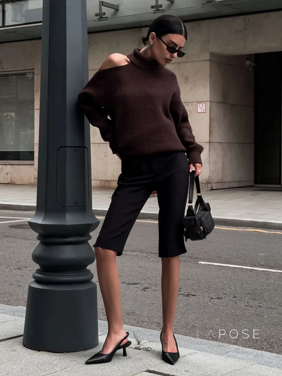 Deliyah Knit Cold Shoulder Sweater
