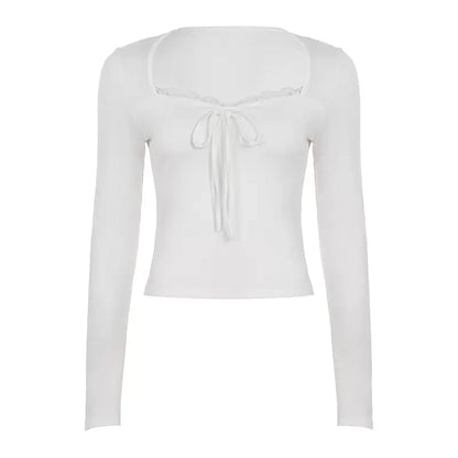 Diem Lace Trim Square Neck Top