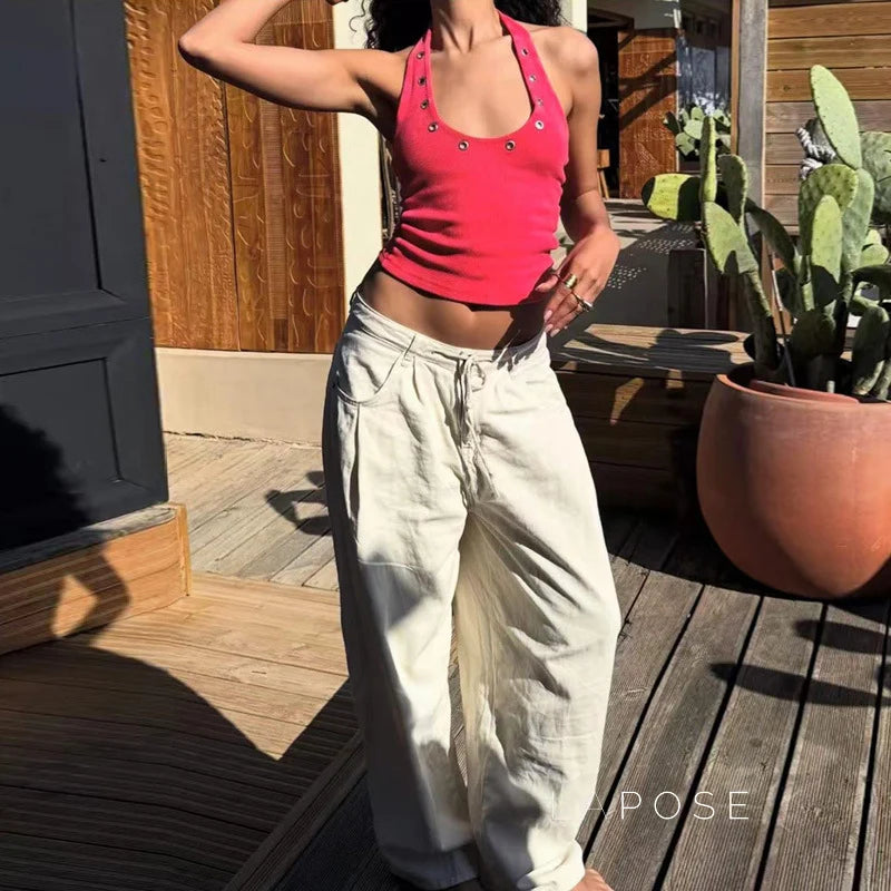 Egypt Eyelet Halter Tank Top