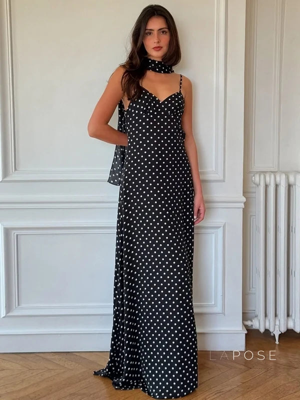 Eleanore Polka Dot Halter Maxi Dress