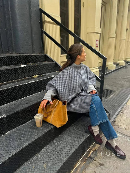 Ellyana Plaid Cape Coat
