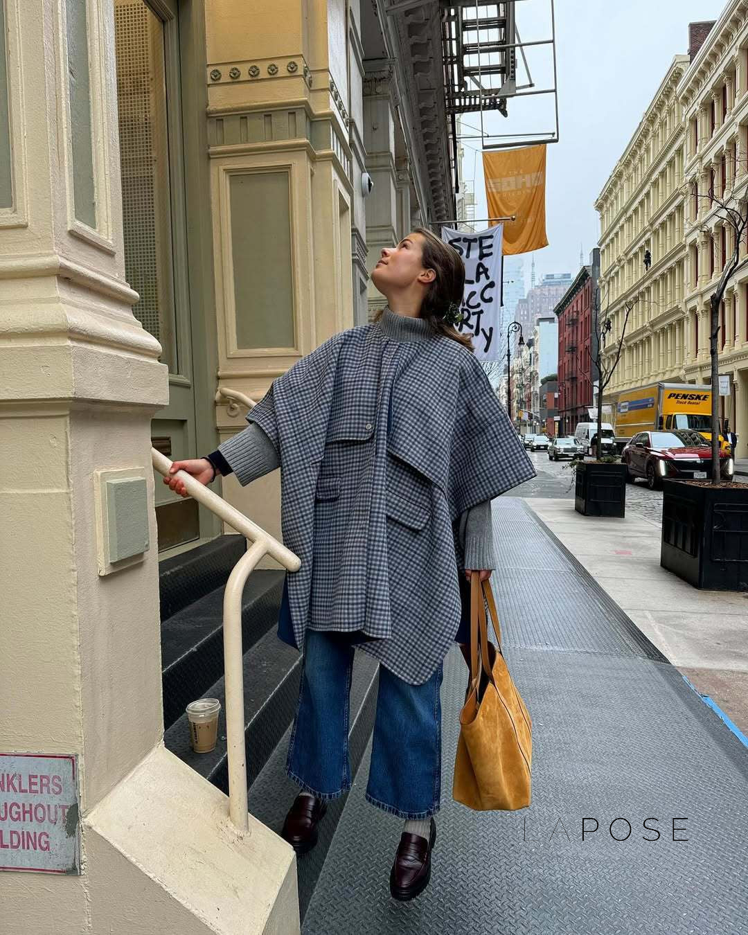 Ellyana Plaid Cape Coat