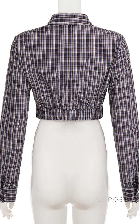 Elora Plaid Crop Skirt Set