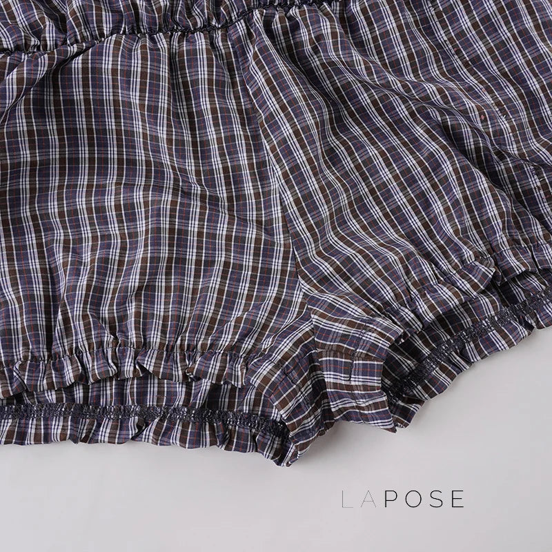 Elora Plaid Crop Skirt Set