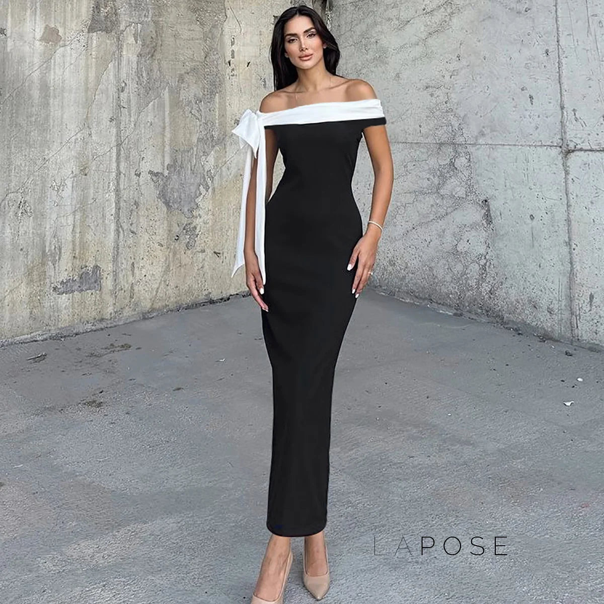 Elyanna Off Shoulder Bow Maxi Dress