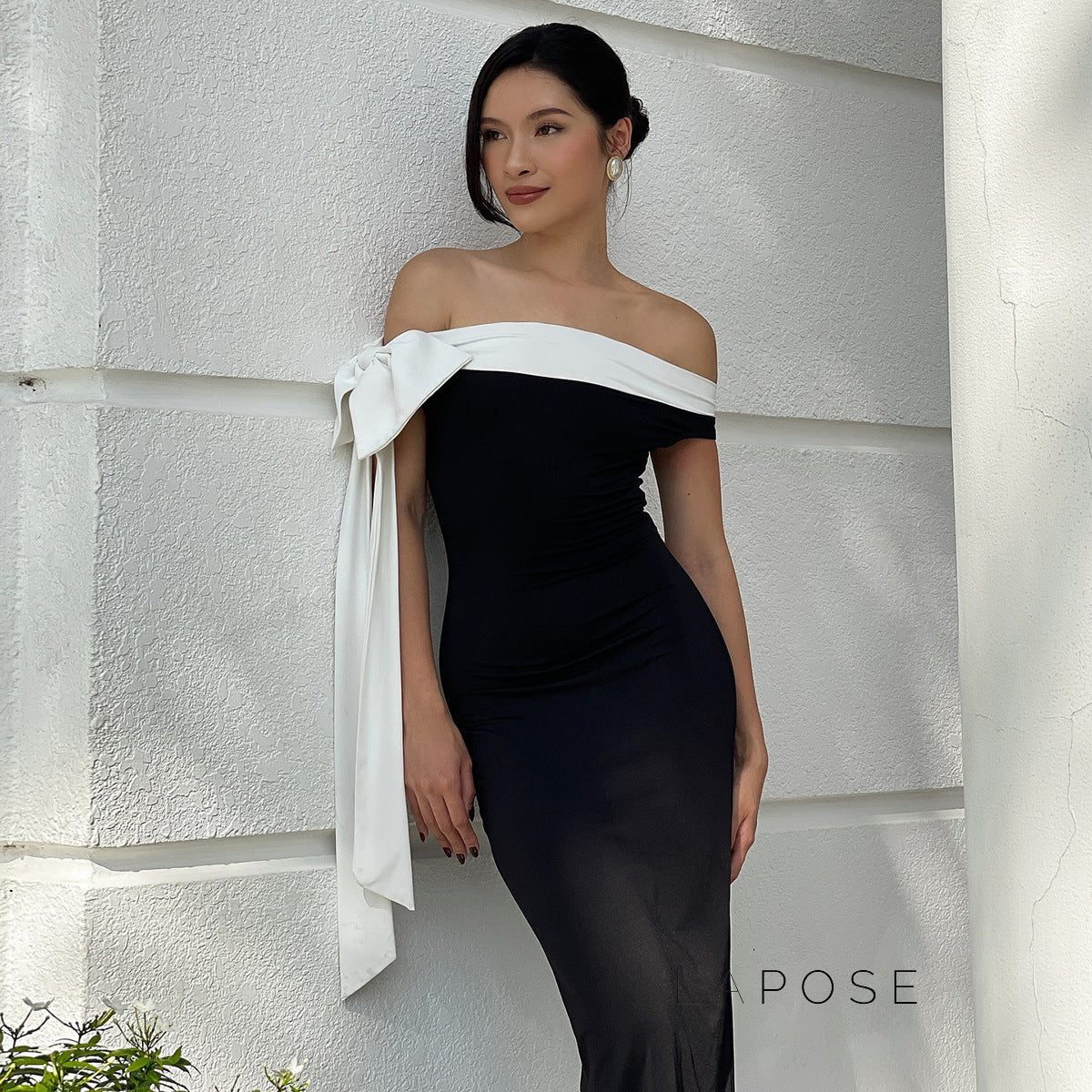 Elyanna Off Shoulder Bow Maxi Dress