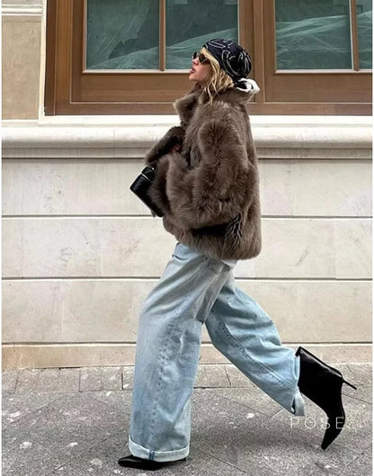 Eman Plush Faux Fur Jacket