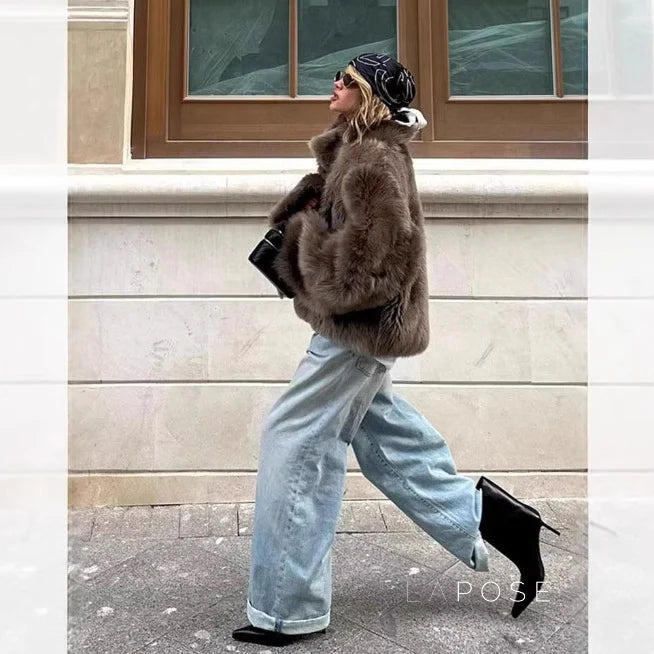 Eman Plush Faux Fur Jacket
