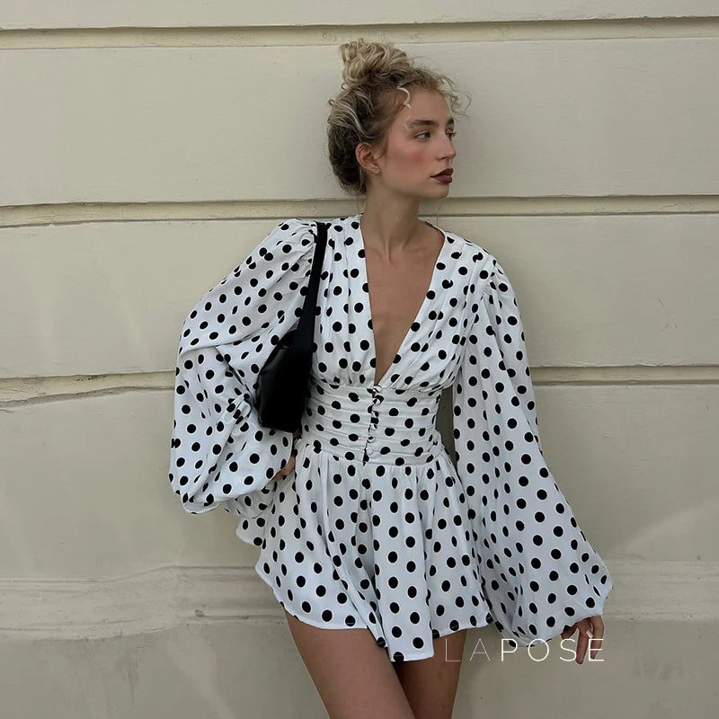 Embry Polka Dot Puff Sleeve Dress