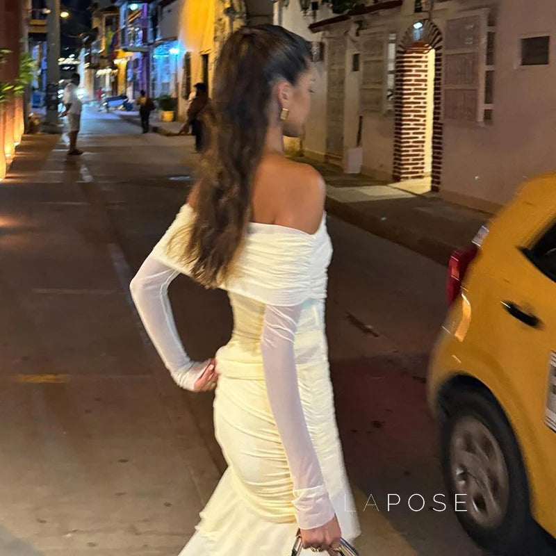 Emely Off-Shoulder Ruched Gown