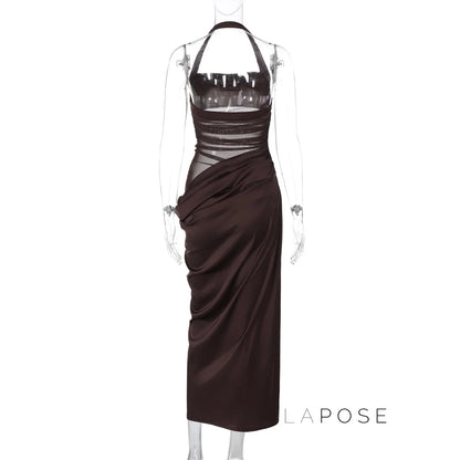Emi Pleated Halter Maxi Dress
