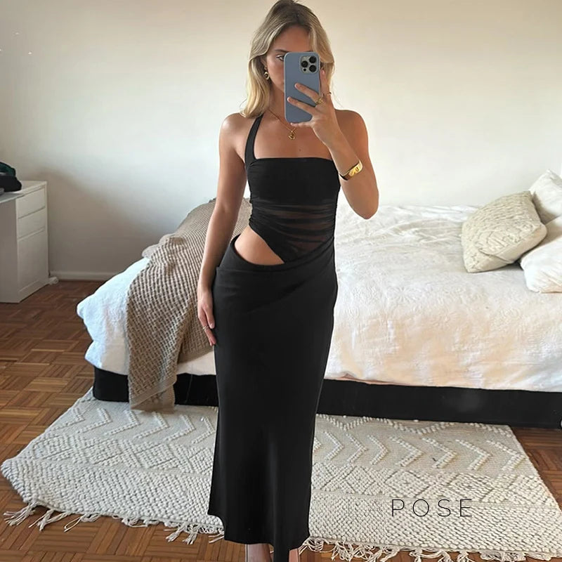 Emi Pleated Halter Maxi Dress
