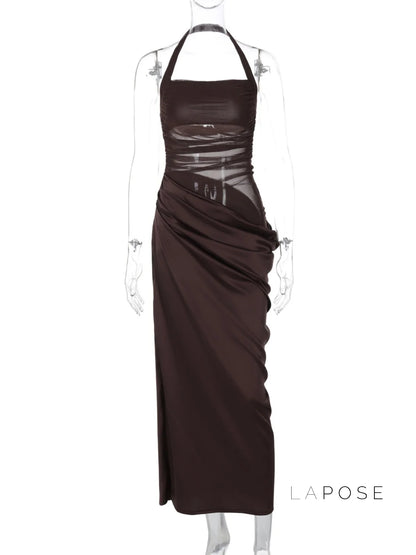 Emi Pleated Halter Maxi Dress