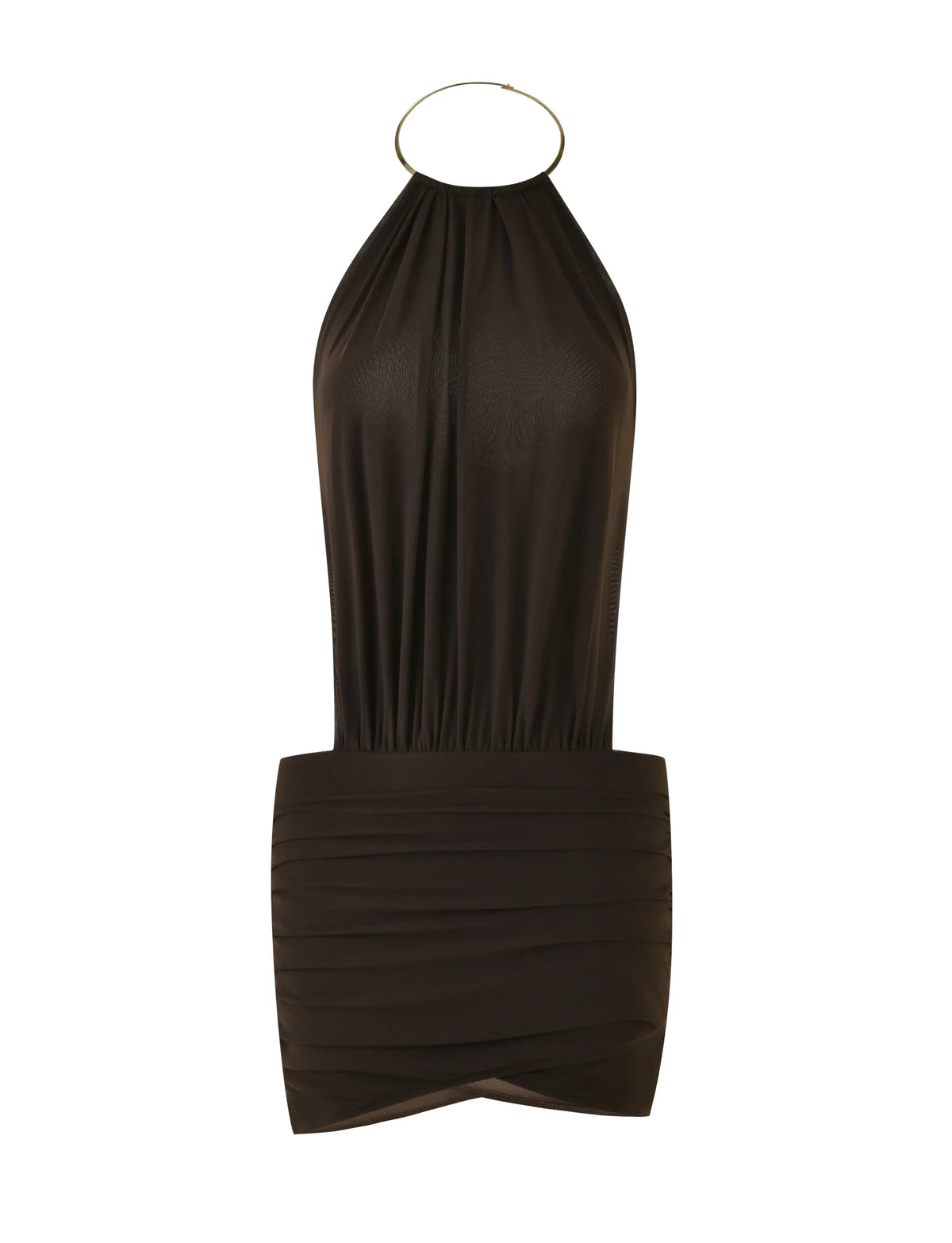 Emmalee Gold Detail Mini Dress - Brown
