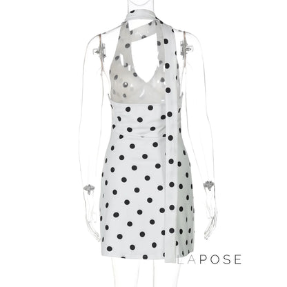 Emmilyn Polka Dot Halter Midi Dress