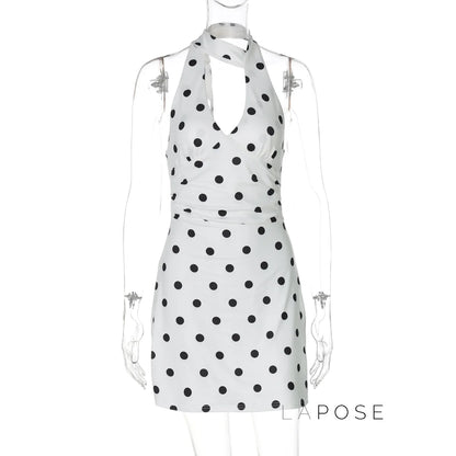 Emmilyn Polka Dot Halter Midi Dress