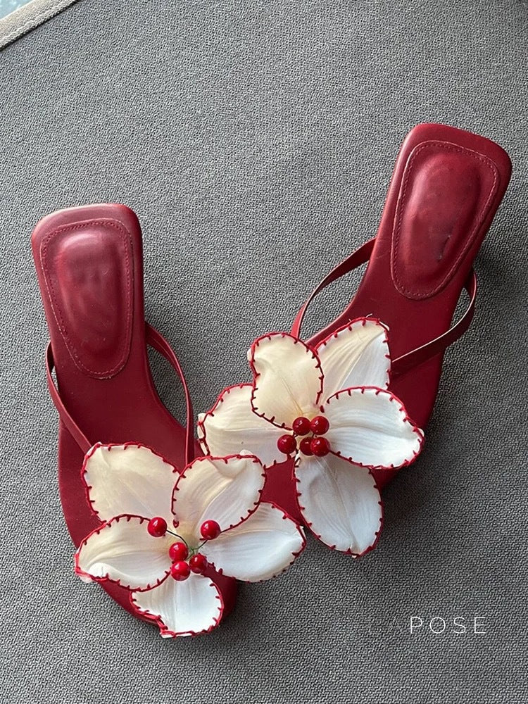 Emori Floral Kitten Heel Sandals