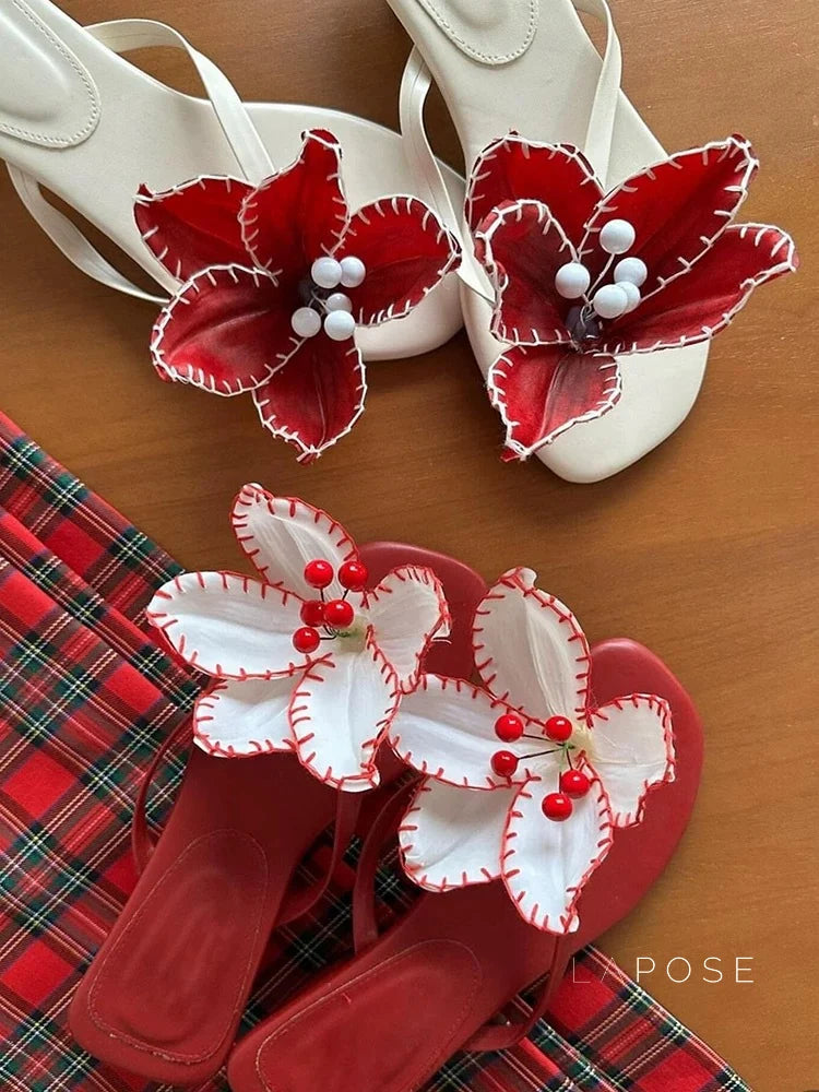 Emori Floral Kitten Heel Sandals