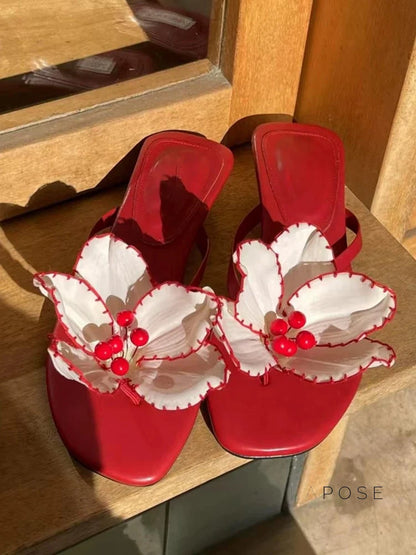 Emori Floral Kitten Heel Sandals