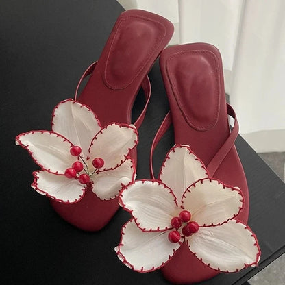 Emori Floral Kitten Heel Sandals