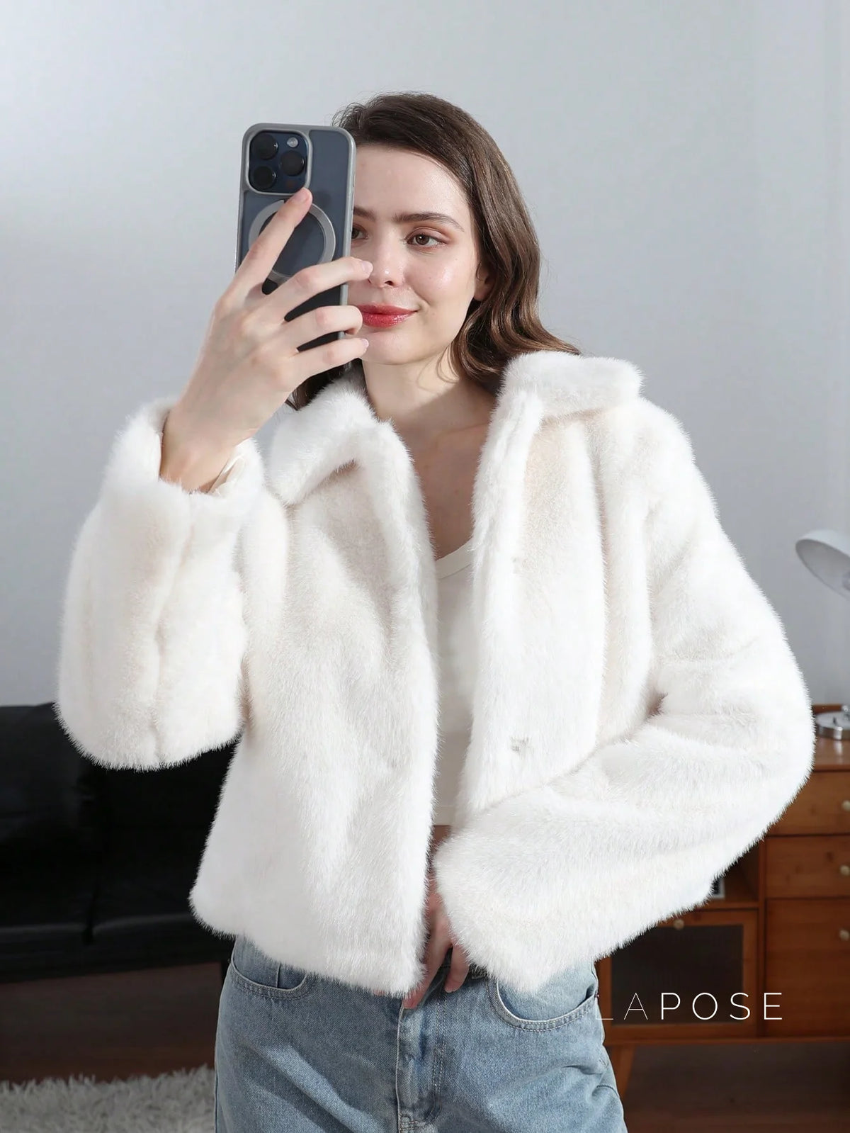 Ezmae Faux Fur Lapel Jacket