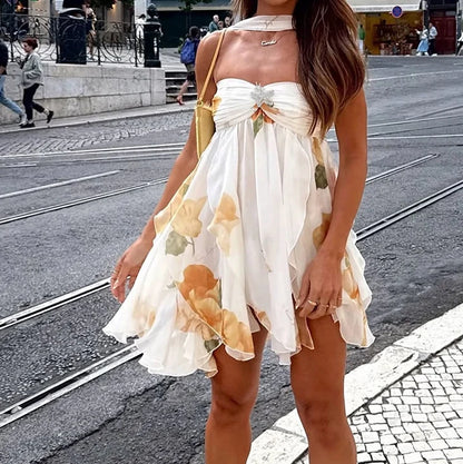 Floral Halter Mini Dress