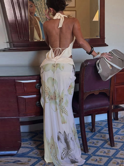 Floral Slit Maxi Skirt Set