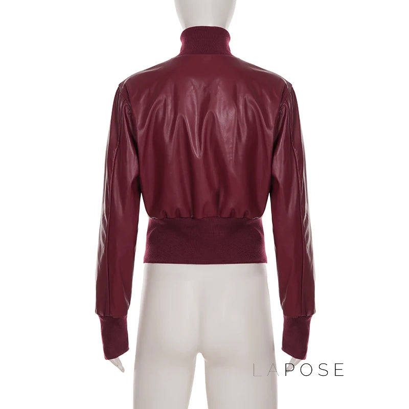Florencia Cropped Faux Leather Jacket