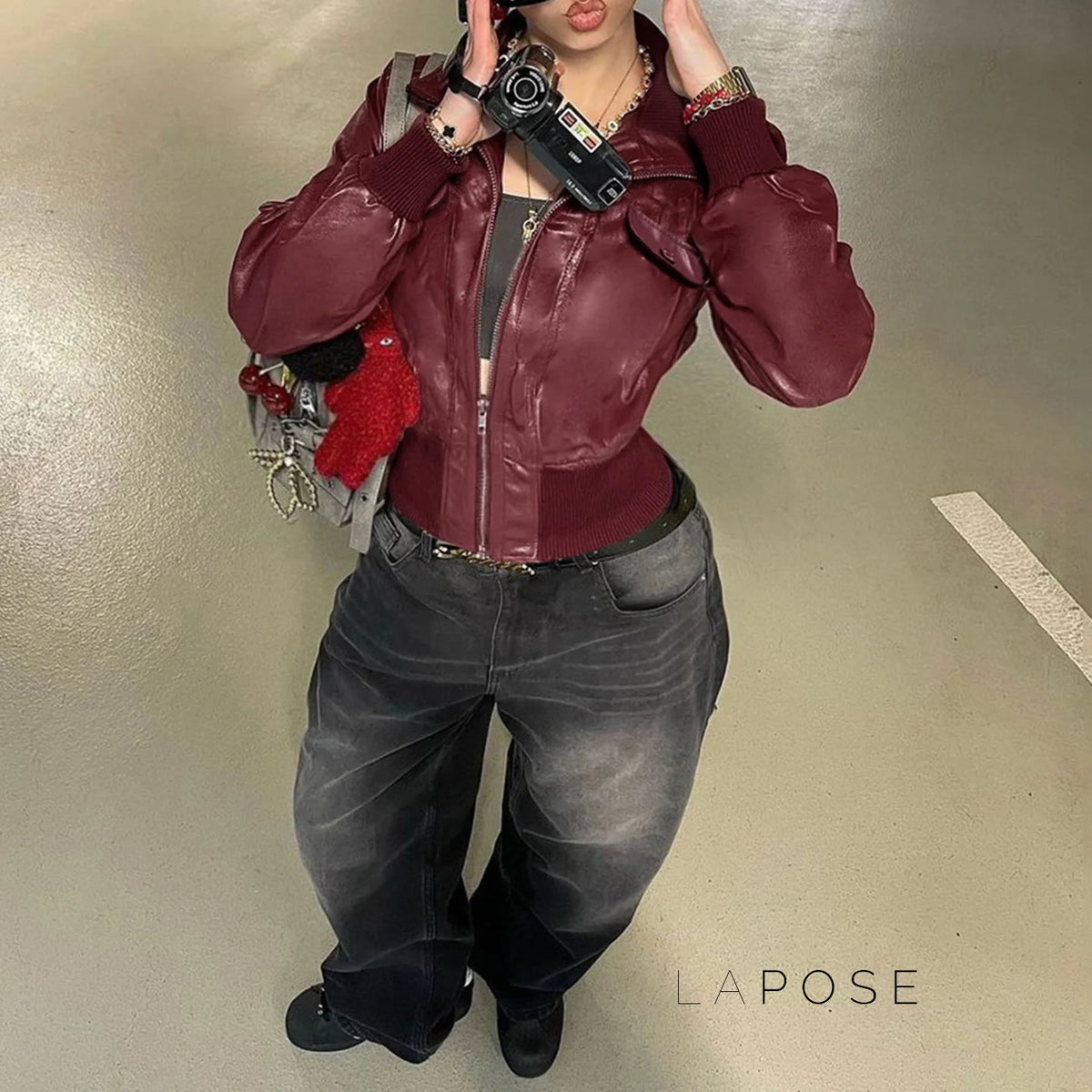Florencia Cropped Faux Leather Jacket