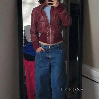 Florencia Cropped Faux Leather Jacket