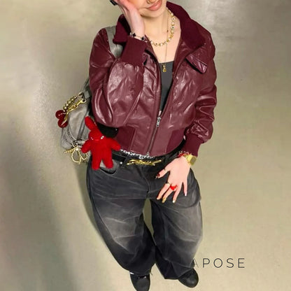 Florencia Cropped Faux Leather Jacket