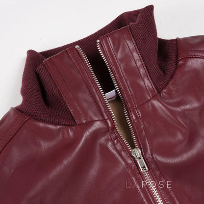 Florencia Cropped Faux Leather Jacket