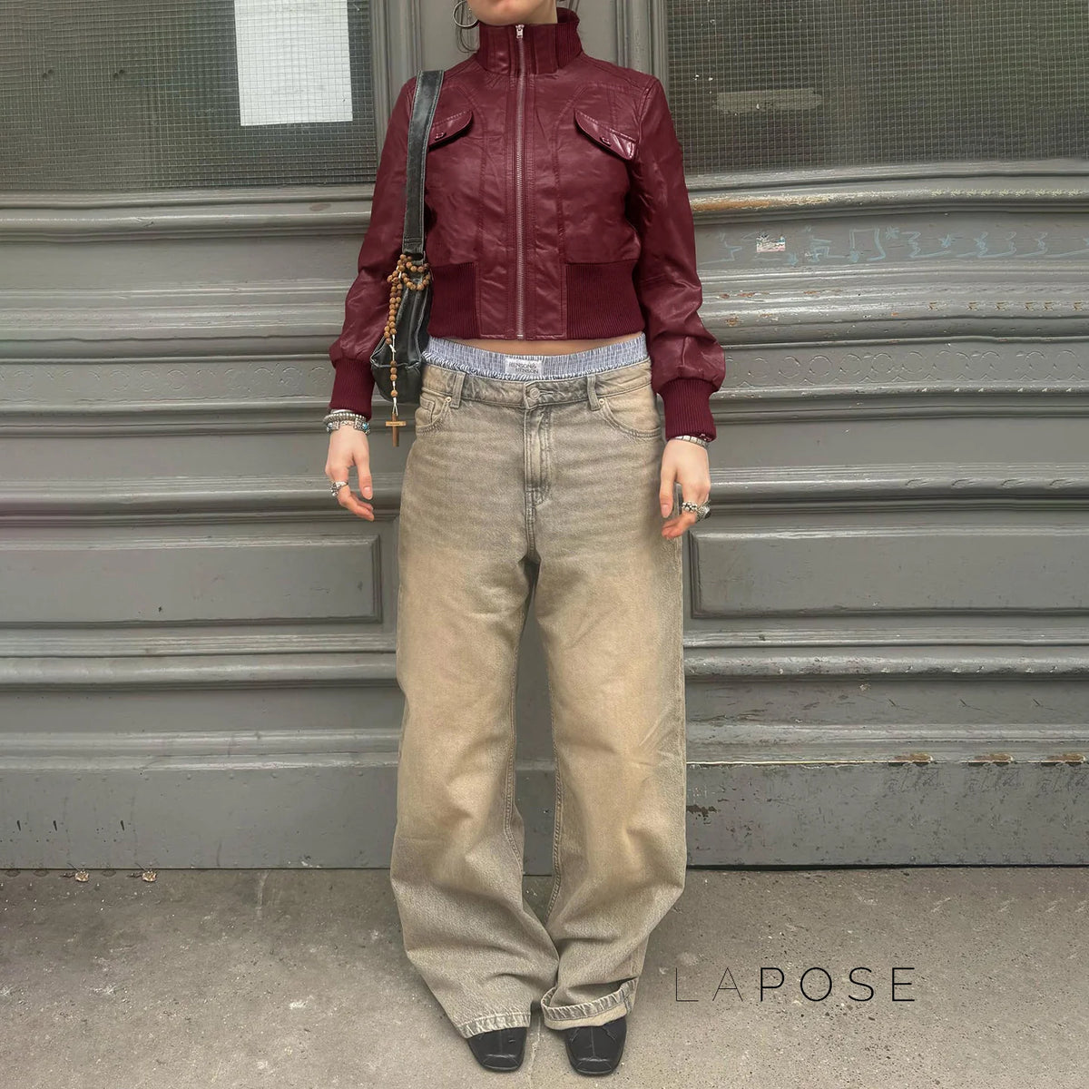 Florencia Cropped Faux Leather Jacket