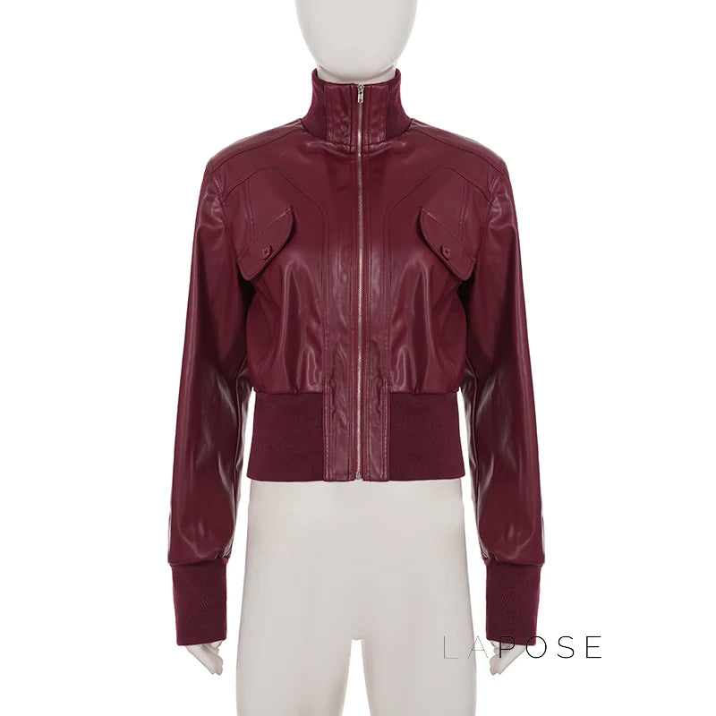 Florencia Cropped Faux Leather Jacket