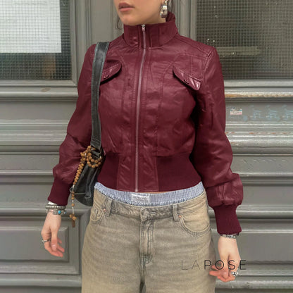 Florencia Cropped Faux Leather Jacket