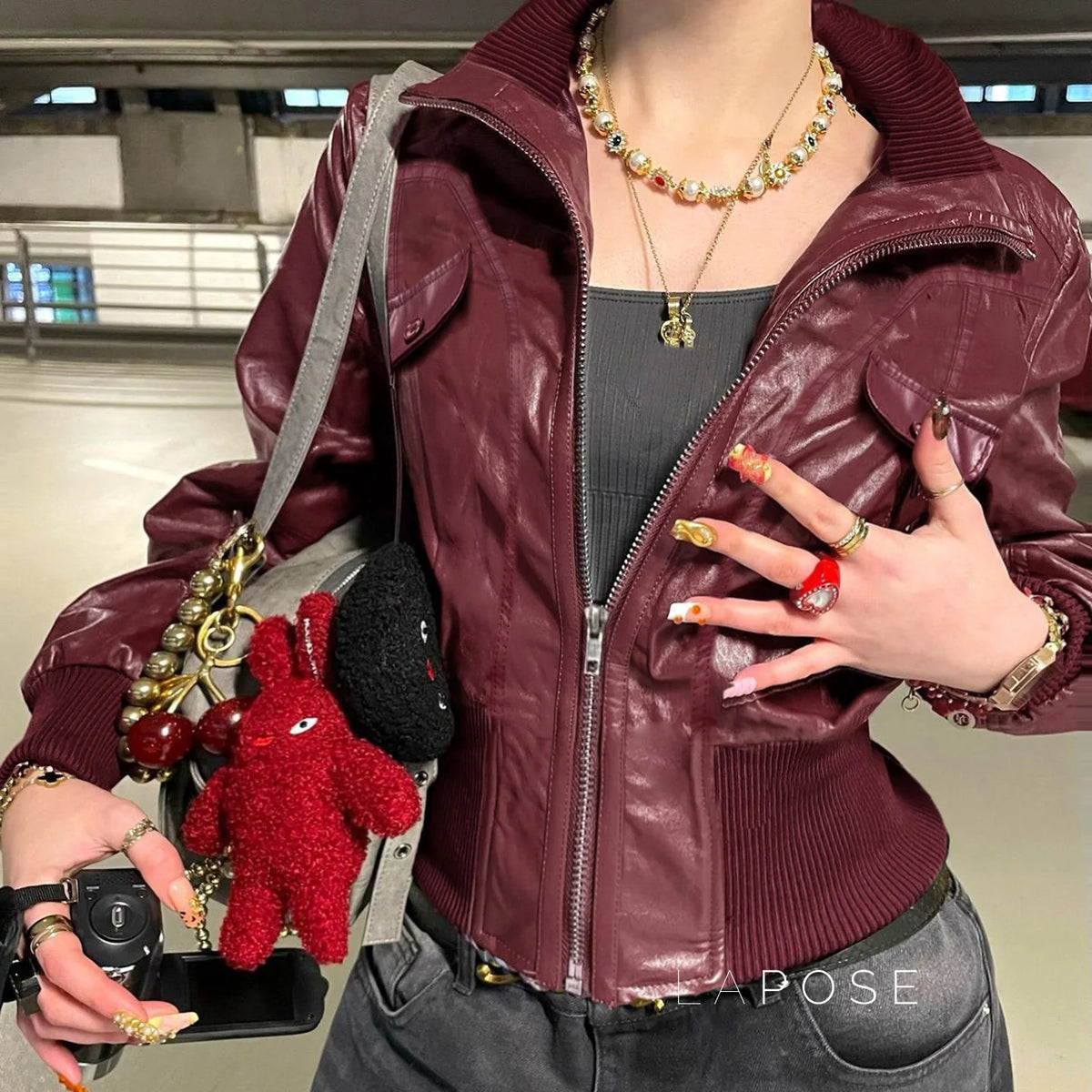 Florencia Cropped Faux Leather Jacket