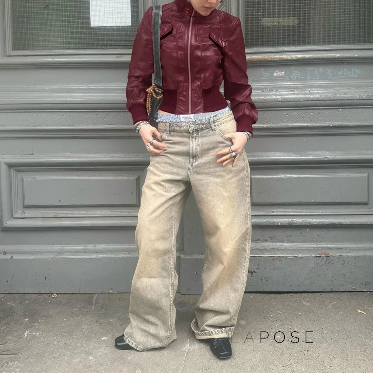 Florencia Cropped Faux Leather Jacket