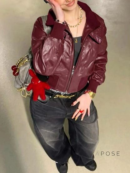 Florencia Cropped Faux Leather Jacket