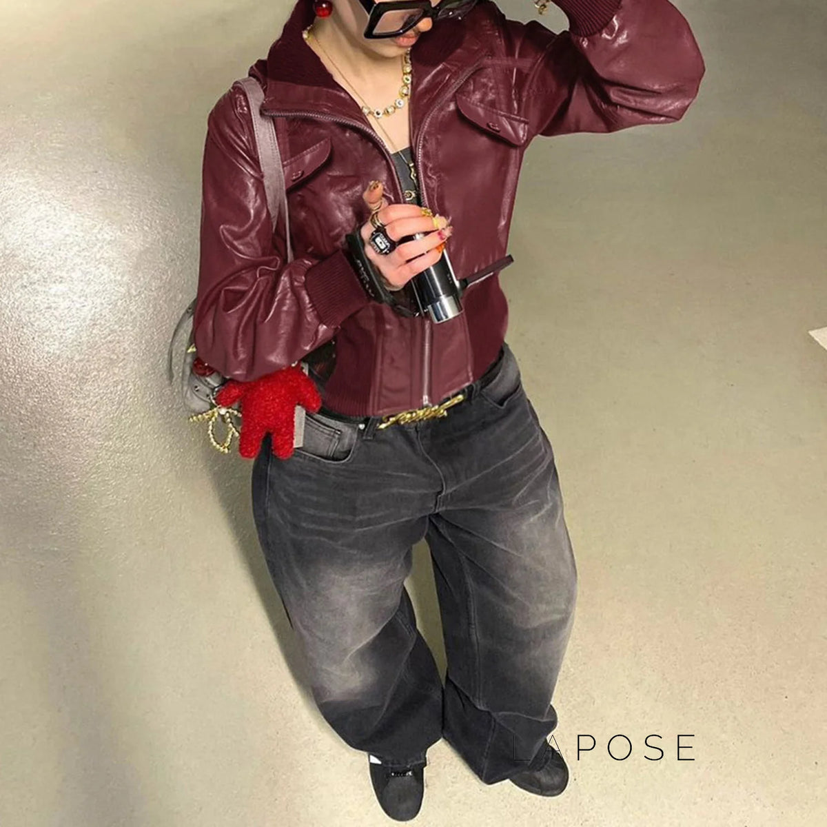 Florencia Cropped Faux Leather Jacket