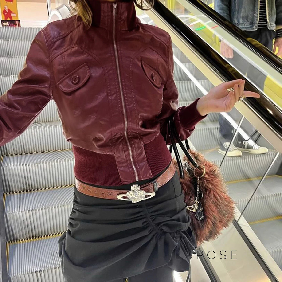 Florencia Cropped Faux Leather Jacket
