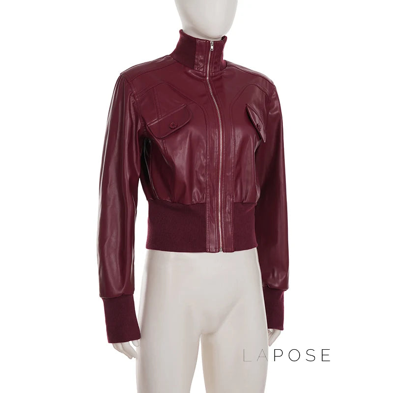 Florencia Cropped Faux Leather Jacket